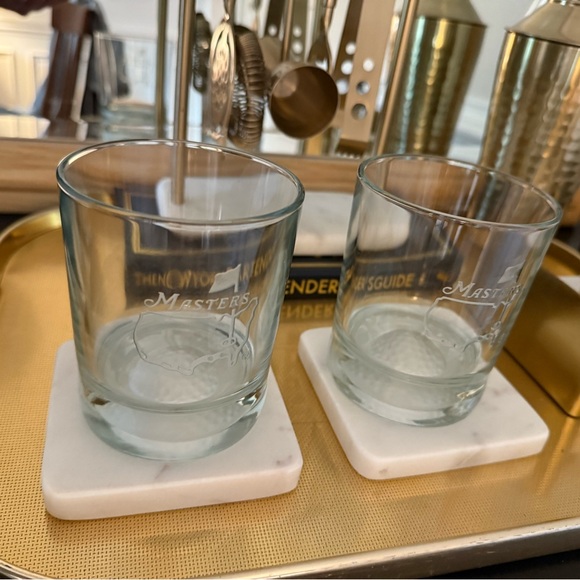 Masters double old fashioned Whiskey Clear Glass Golf ball bottom Set - Picture 3 of 10